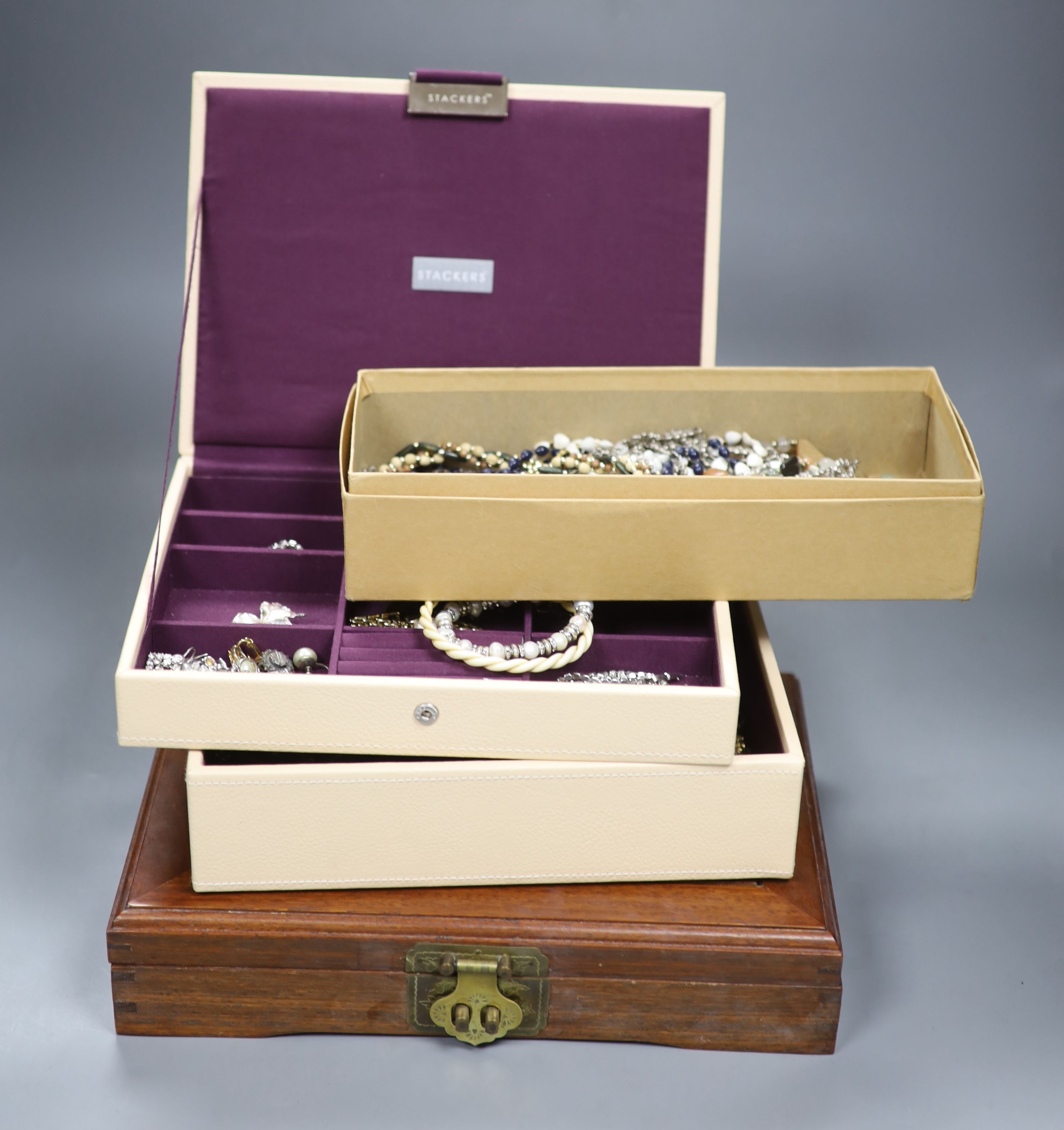 A group of assorted costume jewellery etc. including paste set and cultured freshwater pearl necklace.